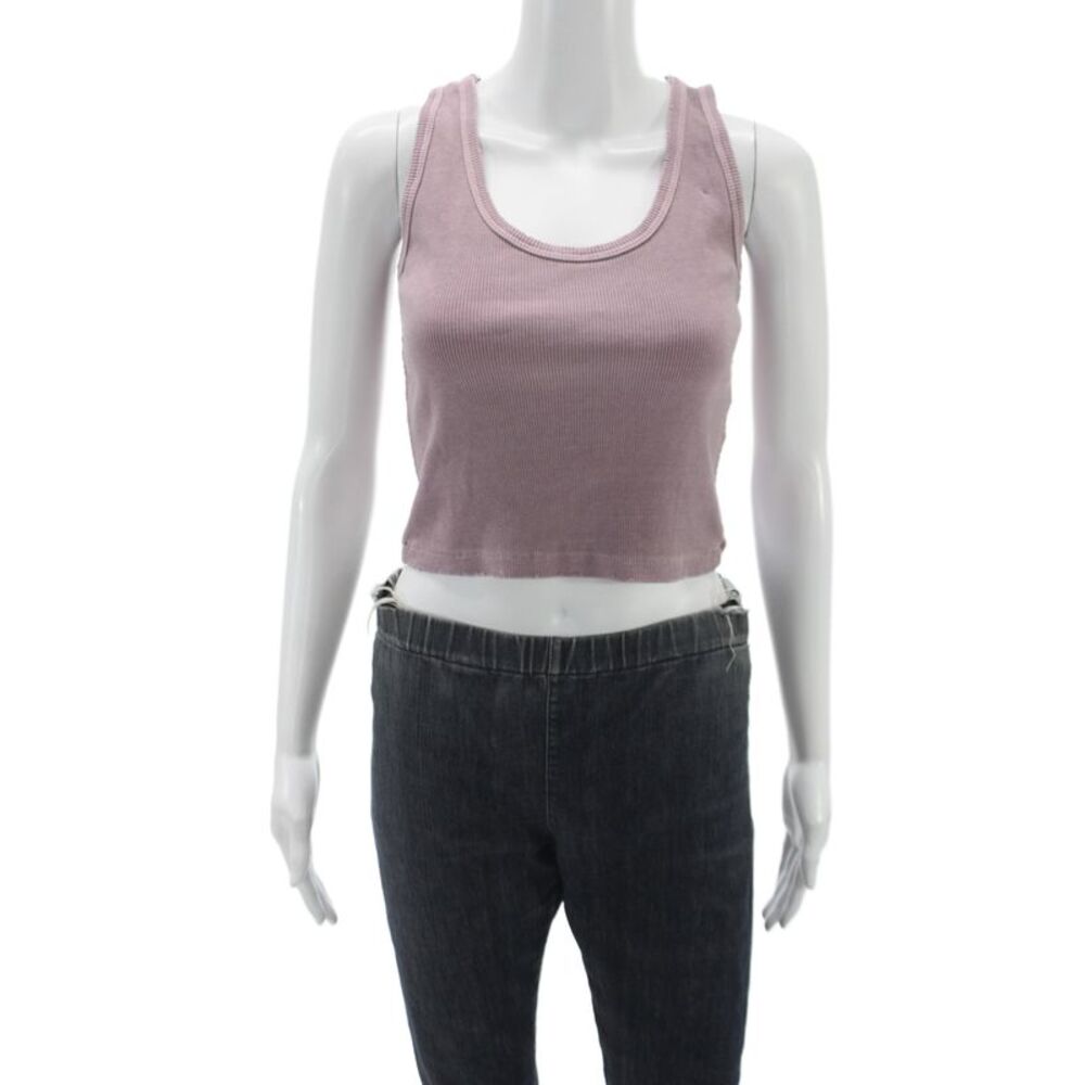 Amo Womens Basic Sleeveless Scoop Neck Tank Pink Cotton Size XS